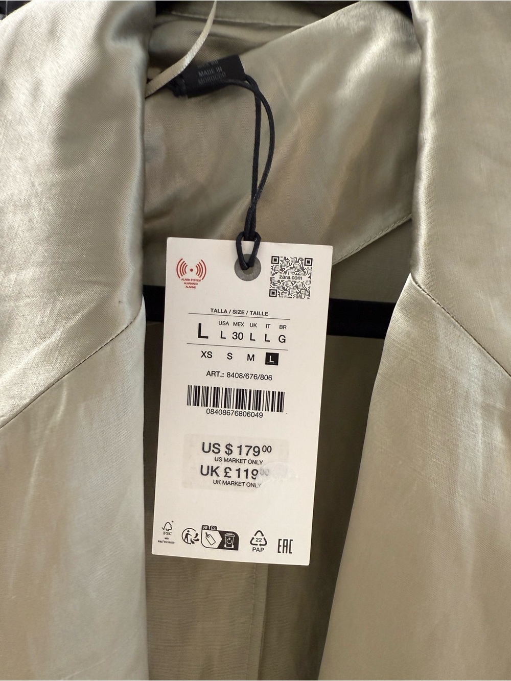 *NEW* Zara Sage Green Satin Blazer with Matching Belt and matching satin pants - Picture 5 of 5